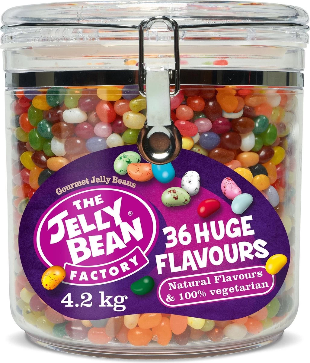 The Jelly Bean Factory Snoeppot 4,2 Kg Snoep - 36 Huge Flavours Jelly Beans - Cadeau