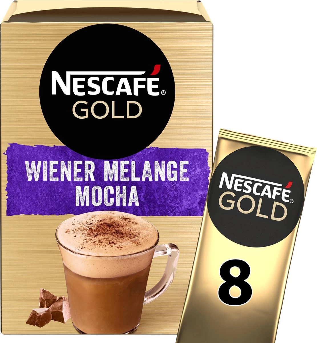 Nescafé Gold Wiener Melange Mocha Oploskoffie - 6 Doosjes à 8 Zakjes - Afbeelding 3