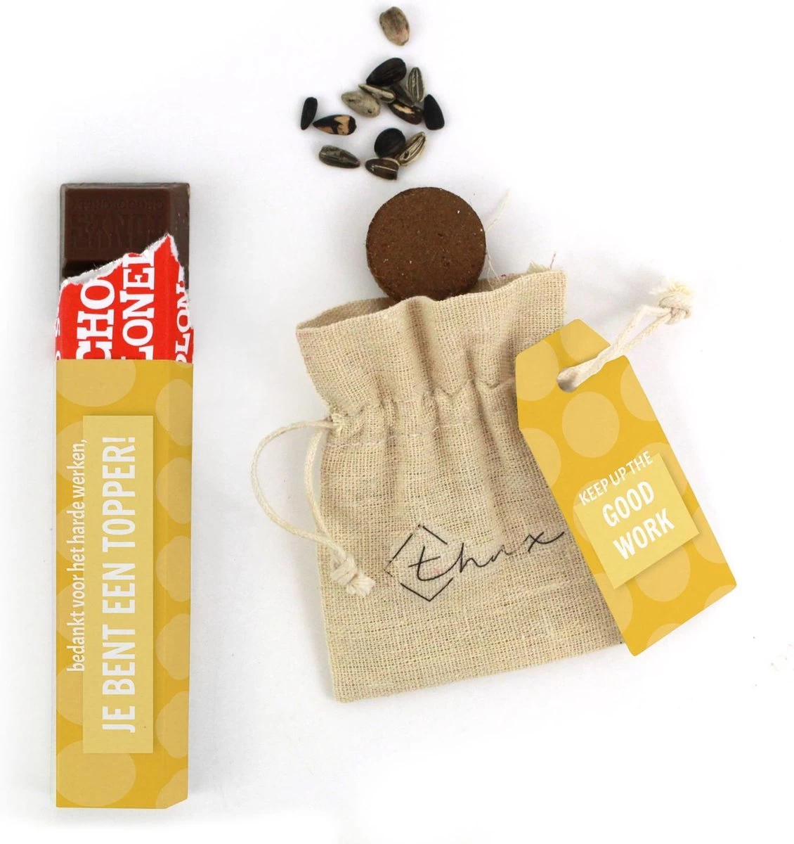 THNX 3-in-1 Combinatie Cadeau THNX - Tony's Chocolonely - Chocolade Cadeau Collega - Bedankt Collega - Chocolade Reep + Zonnebloem Zaad - Afscheid Collega - Afbeelding 2