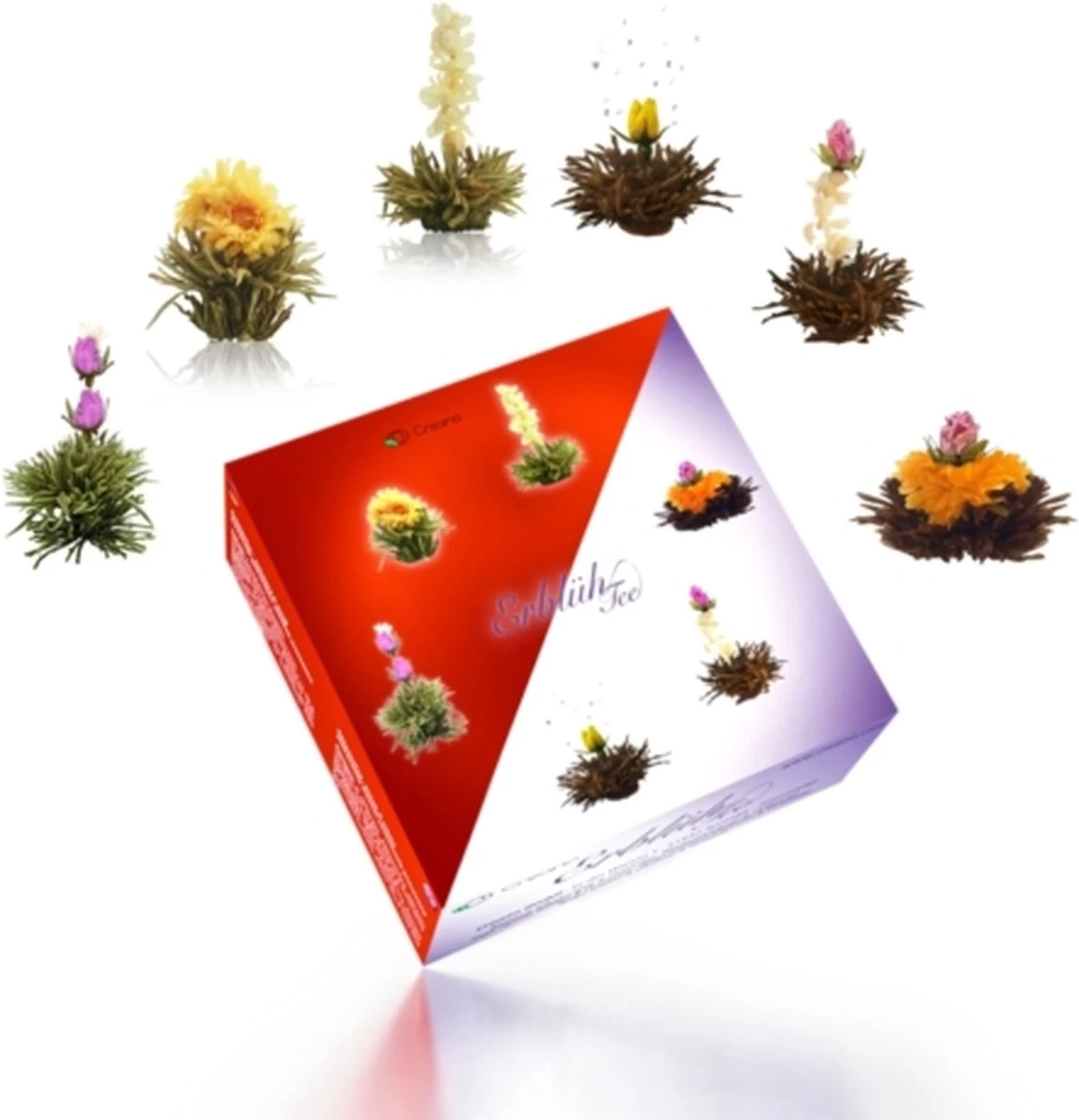 Creano Theebloemen Geschenkset Kadoverpakking Theebloemen En Glazen Theekan - Witte Theebloemen En Zwarte Theebloemen (6 Stuks) - Afbeelding 6