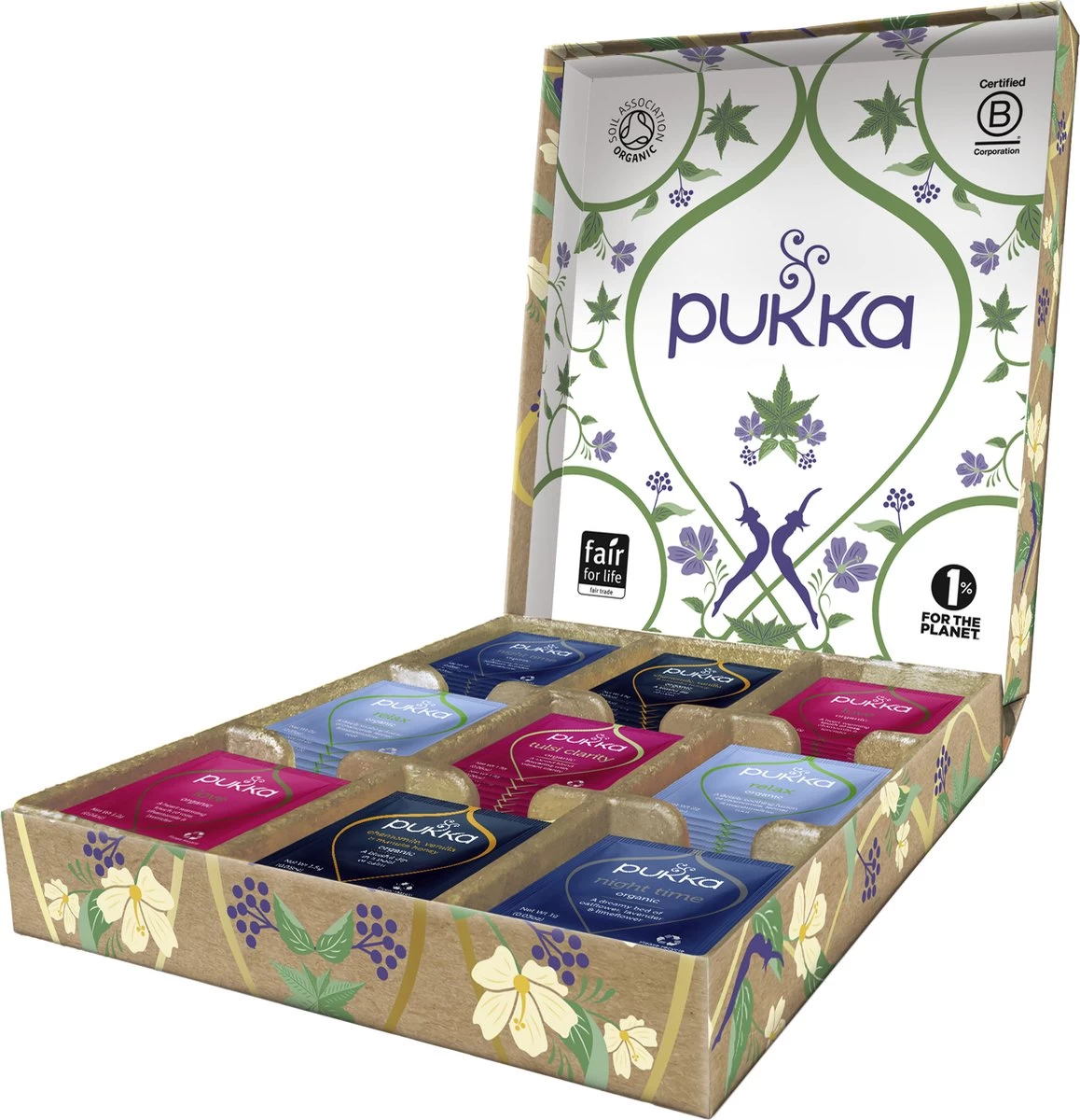 Pukka Relax Kruidenthee Geschenkdoos - 5 Blends Biologische Kruidenthee, Ook Leuk Als Verjaardagscadeau - 45 Zakjes - Theedoos - GB-BIO-05