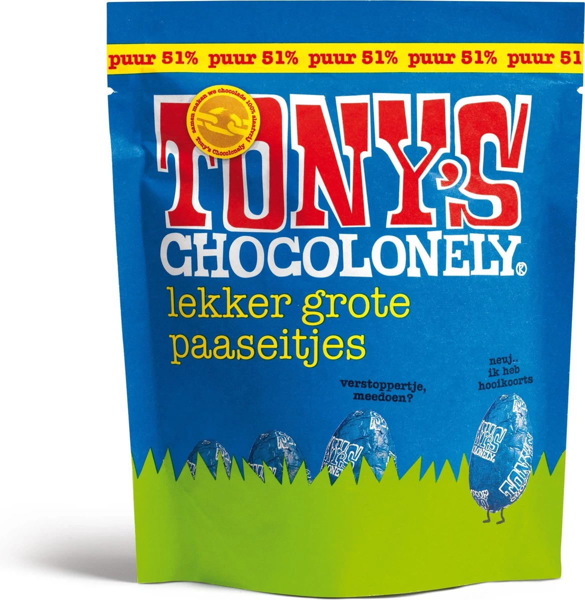 Tony's Chocolonely Pure Chocolade Paaseitjes - Uitdeelzak Pasen Eitjes - Paas Ei Cadeau - 180 Gram Paaseieren - Afbeelding 2