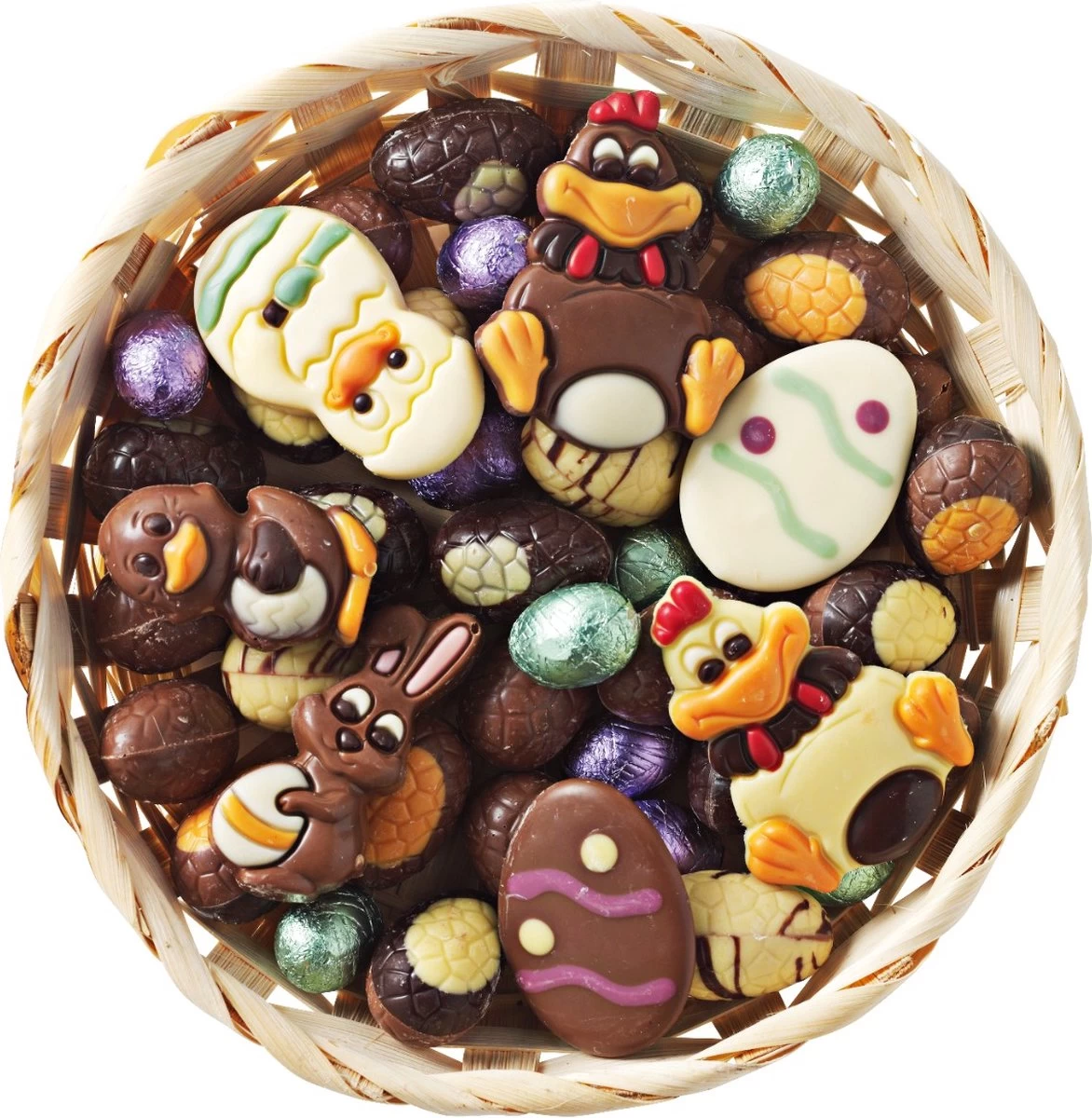 Bonbiance - Paaschocolade Mand Mix - 500 Gram - Gedecoreerd & Gevulde Chocolade - Pasen - Zoetwaren