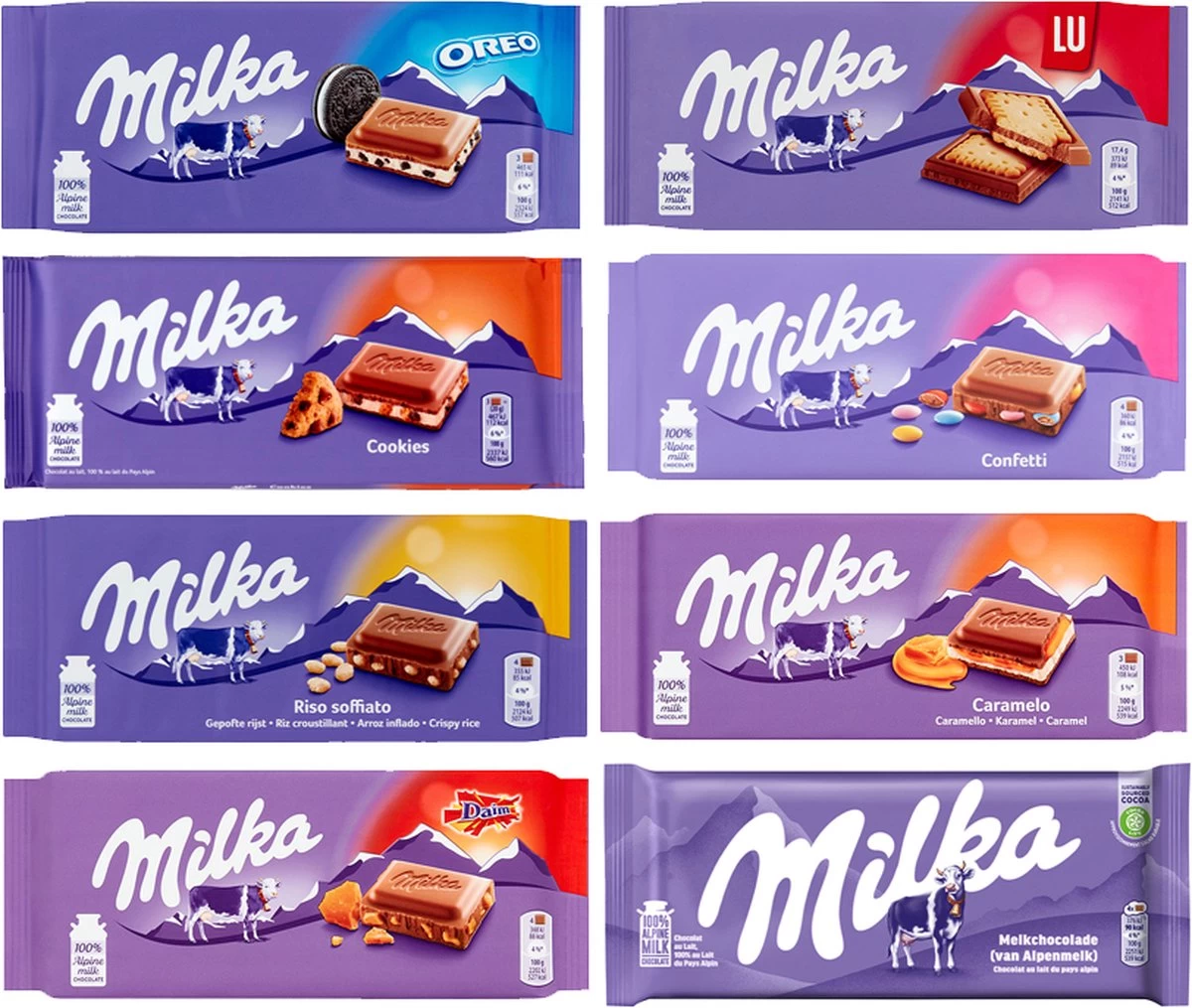 Milka Chocolade Tabletten Assortiment - 16 Tabletten - 1574g