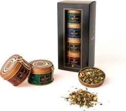 Soolong Wereld Nr6 Giftset 4 Wereldtheen - Japanse Yuzu Kruidenblend - Rooibos Vanille - Malawi Oolong - Witte Thee Met Mango - Ideaal Als Relatiegeschenk Of Proeverij - Assortiment 4stuks