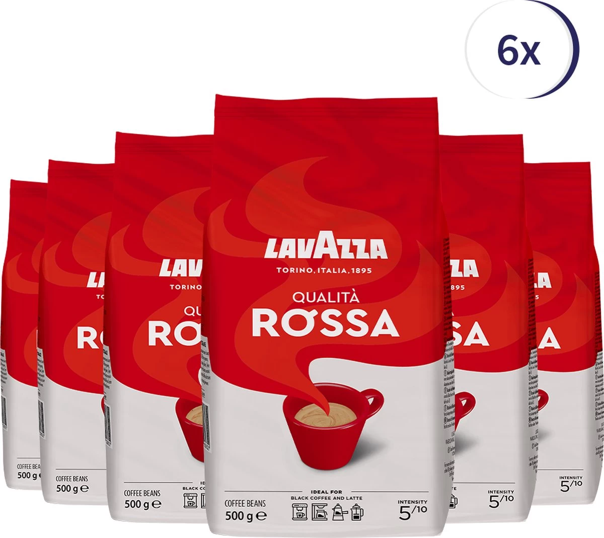 Lavazza Qualita Rossa Koffiebonen - 500 Gram X6