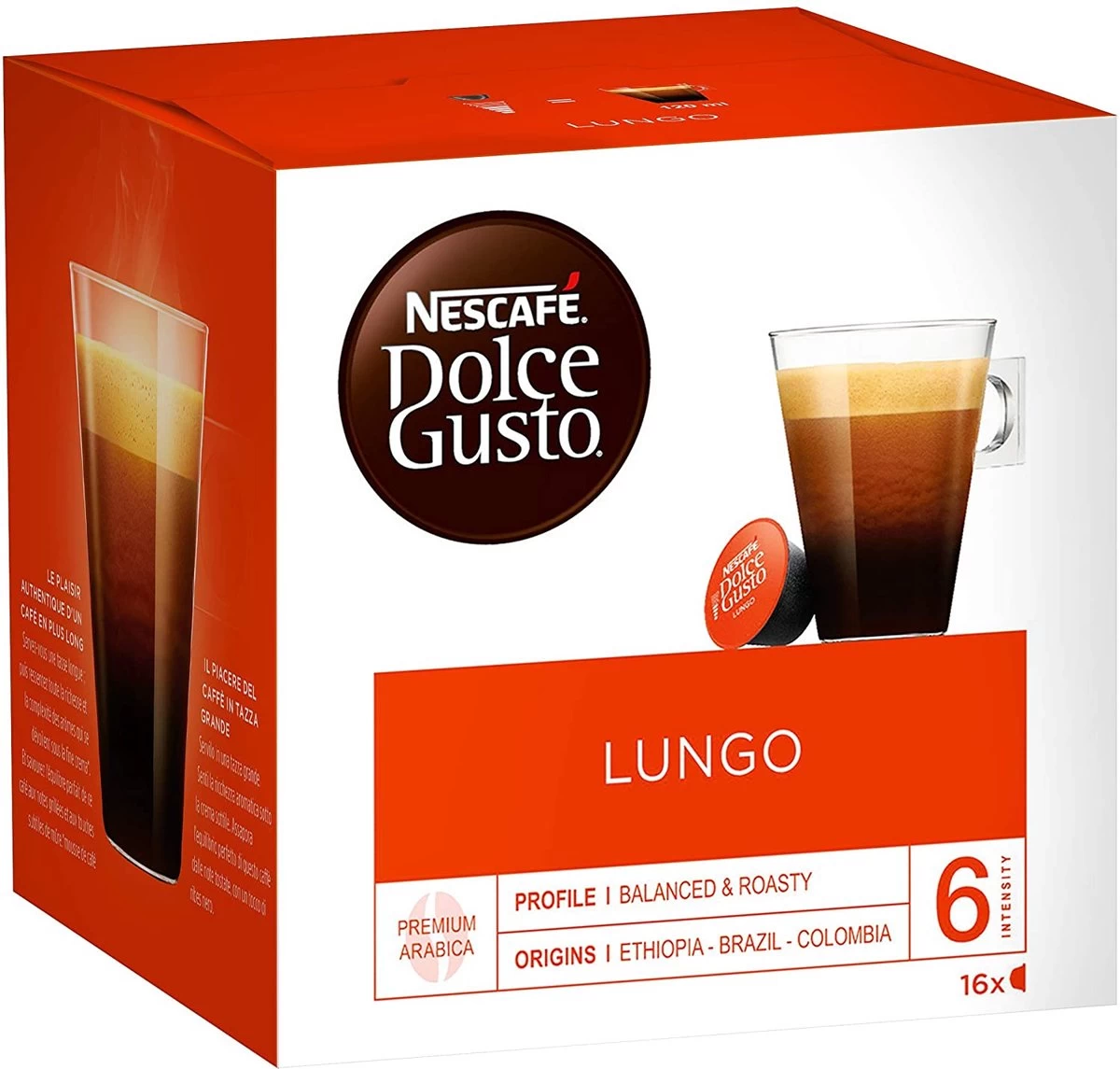 NESCAFÉ Dolce Gusto Lungo Koffiecups 3 Doosjes à 16 Capsules Geschikt Voor 48 Kopjes