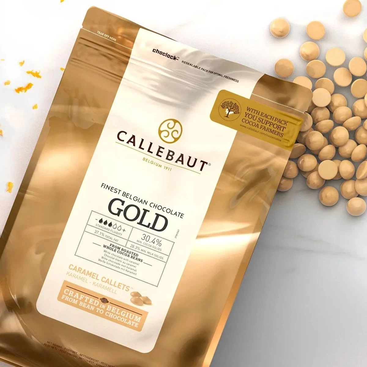 Callebaut - Chocolade Callets - Gold - 400g - Afbeelding 2