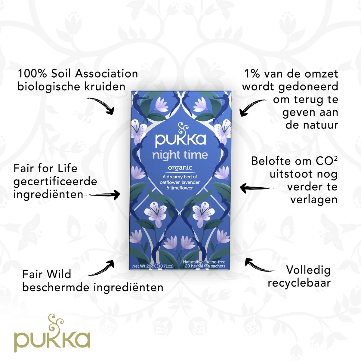 Pukka Night Time Thee, Met Haver, Kamille En Lavendel - 4 X 20 Zakjes - GB-BIO-05 - Afbeelding 7