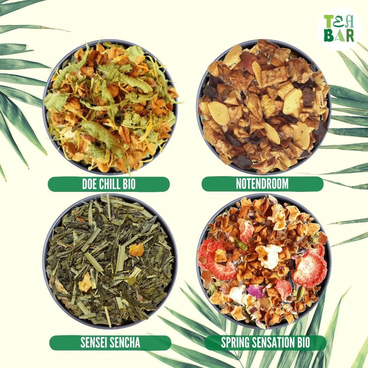 Houten Theekist Gevulde Theedoos Met 16 Blikjes Tea Bar Thee Theecadeau - Losse Thee G - 50 Koppen Per 100 Gram - Afbeelding 4