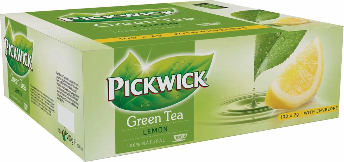 Pickwick Drank: Theezakje 2 Gr Groene Thee Lemon Pk 100 - Afbeelding 2