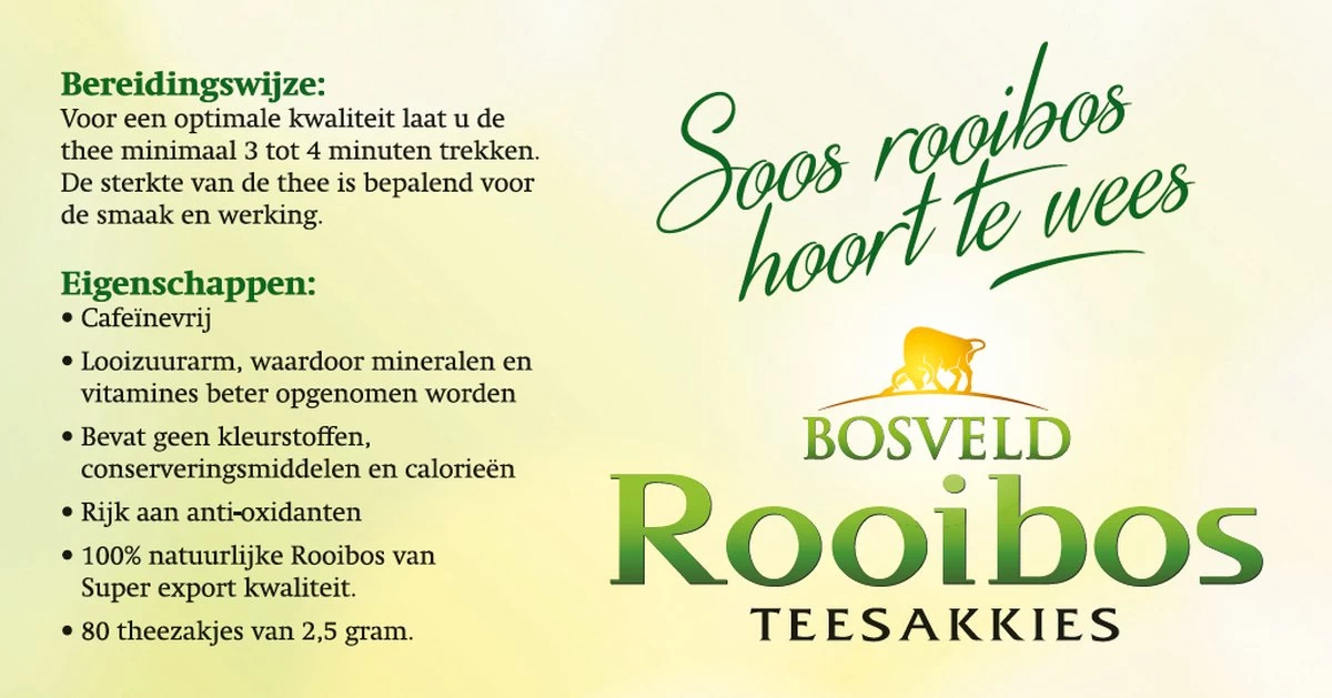 Bosveld Thee - Rooibos - Teesakkies - 6 X 200gr (480 ZAKJES) - Afbeelding 5