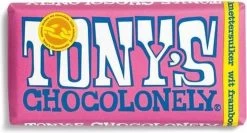 Tony's Chocolonely Witte Chocolade Reep Framboos Knettersuiker - 180 Gram