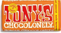 Tony's Chocolonely Chocolade Reep Melk Karamel Zeezout - Melkchocolade Reep - 180 Gram