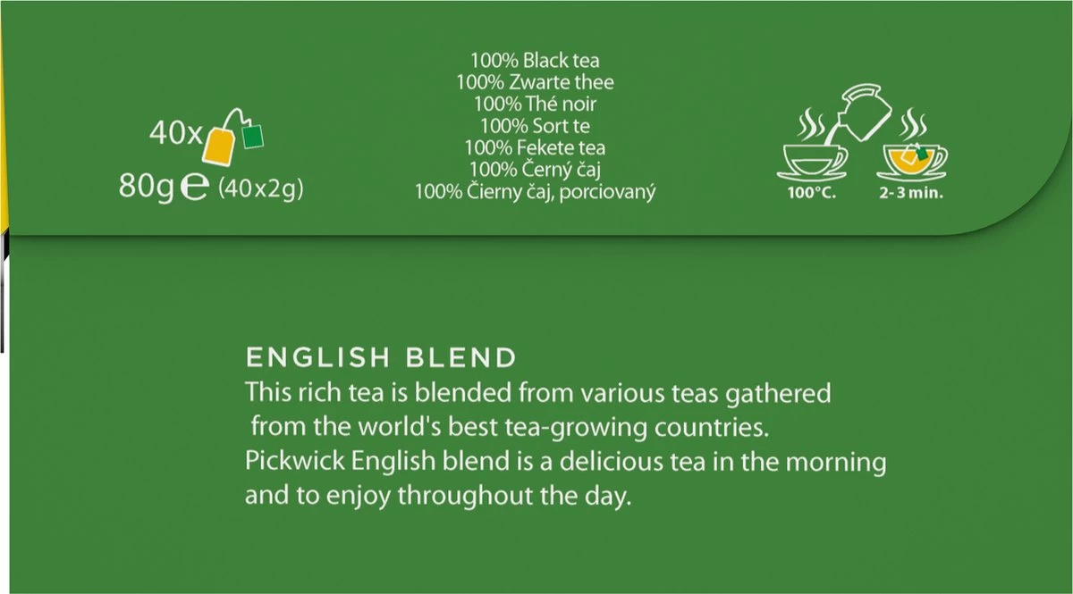 Pickwick English Zwarte Thee - 6 X 40 Zakjes - Extra Grote Verpakking - Afbeelding 2