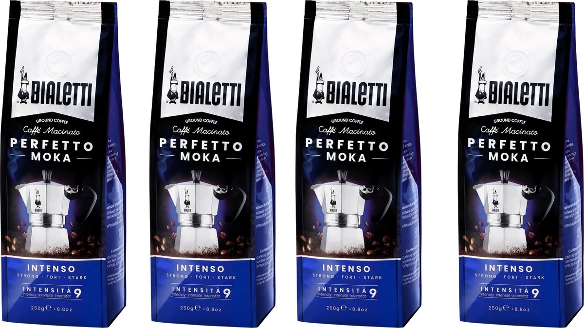 Bialetti Moka Intenso Gemalen Koffie - 4 X 250 Gram