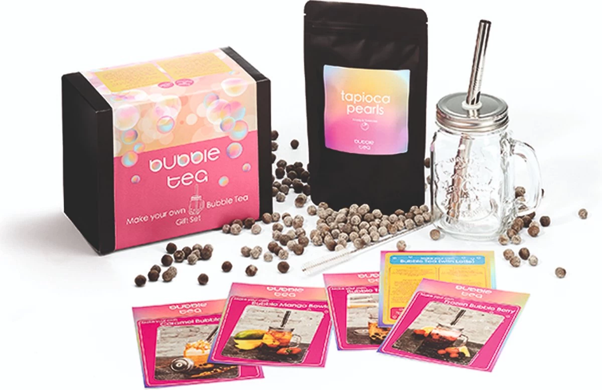 Bubble Tea Starters Kit Met Echte Tapioca Parels - Vandaag Besteld Morgen In Huis! - Vegan 2022! Gluten Vrij Eenvoudig Bereid 5 Recepten Erbij