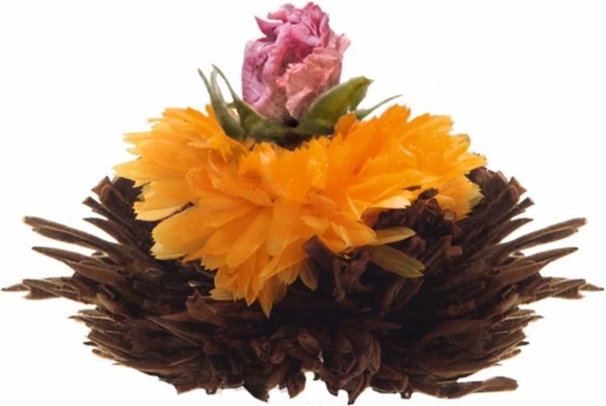 Creano Theebloemen Geschenkset Kadoverpakking Theebloemen En Glazen Theekan - Witte Theebloemen En Zwarte Theebloemen (6 Stuks) - Afbeelding 9