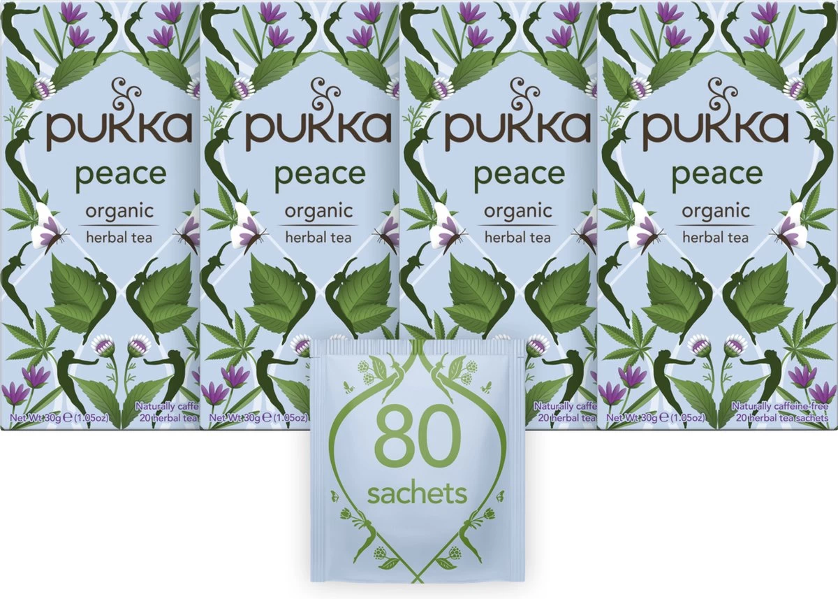 Pukka Peace Thee, Met Kamille, Munt, Ashwagandawortel En Granulen Van Hennepzaadolie - 4 X 20 Zakjes - GB-BIO-05