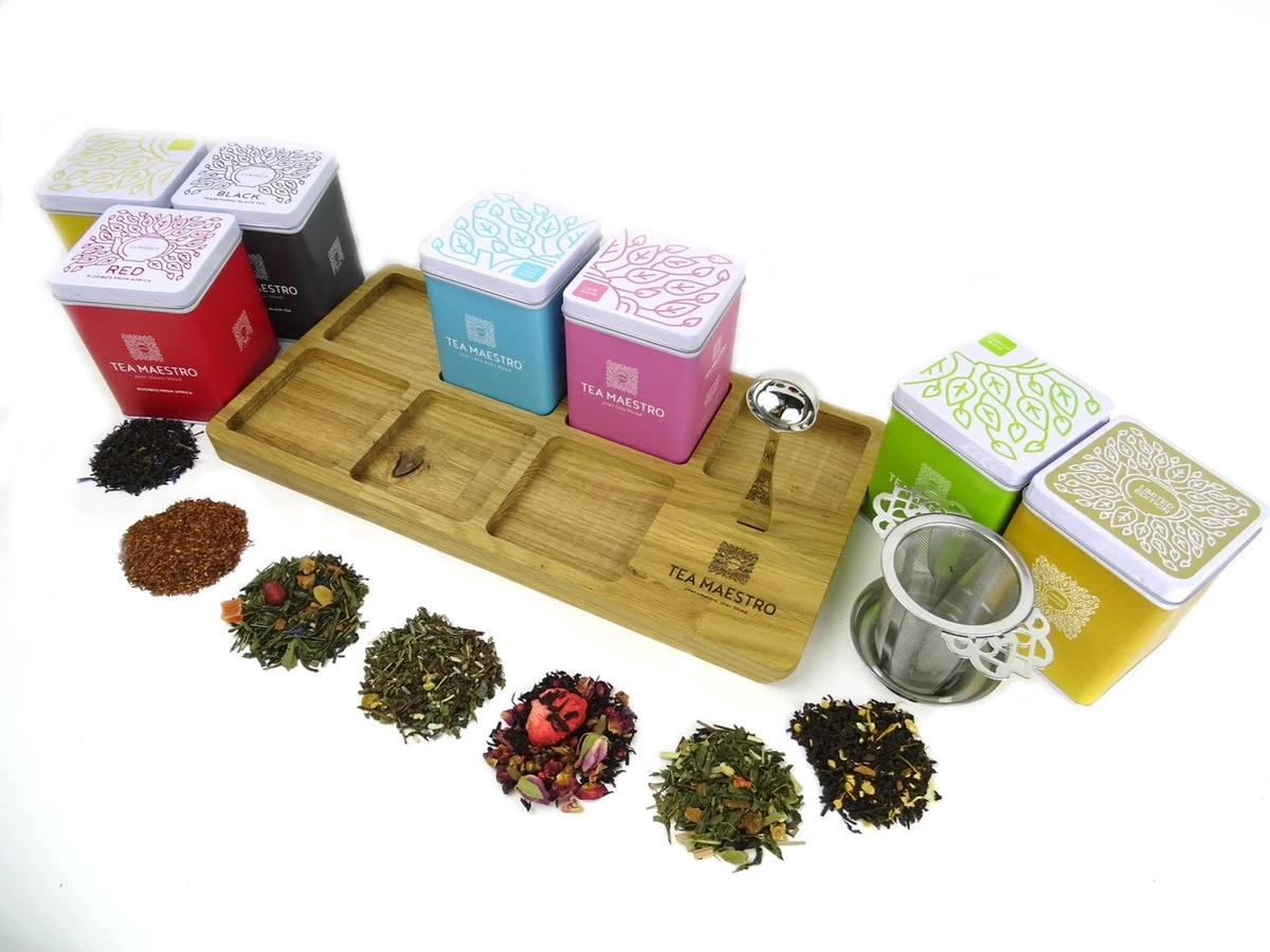 Dutch Tea Maestro - DUTCH TEA MAESTRO - Thee Cadeau - Thee Geschenk - Thee Pakket - Theeplank 7 Blikjes Losse Thee Cadeau - Afbeelding 5