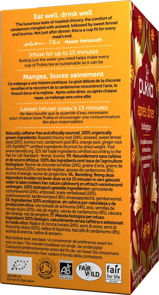 Pukka After Dinner Thee, Met Cichoreiwortel, Anijs- En Venkelzaad - 4 X 20 Zakjes - GB-BIO-05 - Afbeelding 2