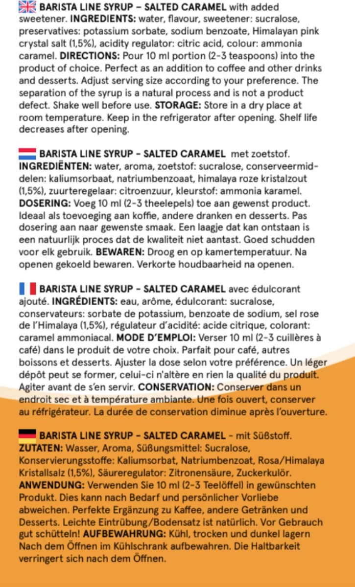 Fitcy | Koffiesiroop | Salted Caramel | Barista Syrup | Zero | Vegan | Vetvrij | Suikervrij | Keto-vriendelijk | Koffie | Siroop | 1L - Afbeelding 3