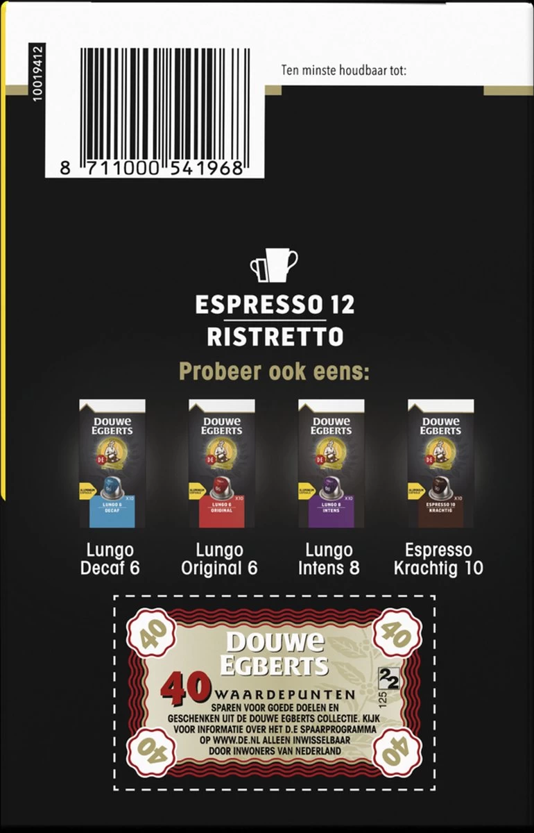 Douwe Egberts Espresso Ristretto Koffiecups (12) - 5 X 40 Koffiecups - Afbeelding 4