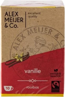 Rooibos Vanille Thee Grote Verpakking 60 Zakjes 1,5 Gram Alex Meijer Fair Trade