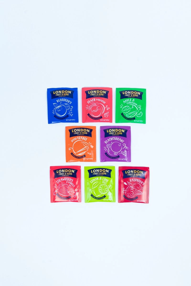 London Fruit & Herb Thee Assortiment – 80 Zakjes Thee, 10 Builtjes Met 8 Verschillende Smaken – Ideaal Cadeau Voor De Thee Liefhebber - Afbeelding 3