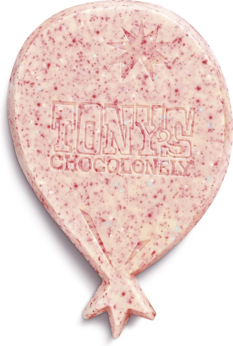 Tony's Chocolonely Witte Chocolade Framboos Biscuit Discodip Chocoladereep - Gefeliciteerd T Is Feest! - Chocolade Cadeau Verjaardag - Belgische Fairtrade Chocolade - 1 X 180 Gram - Afbeelding 4