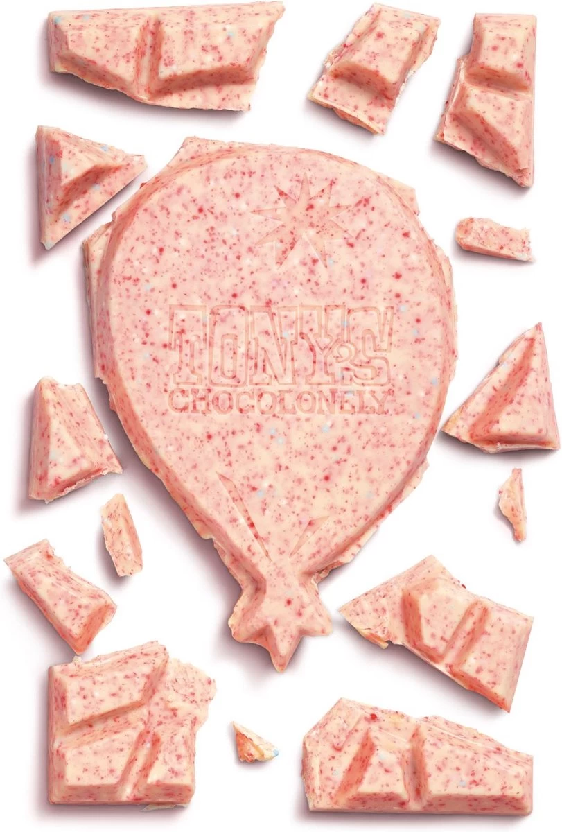 Tony's Chocolonely Witte Chocolade Framboos Biscuit Discodip Chocoladereep - Gefeliciteerd T Is Feest! - Chocolade Cadeau Verjaardag - Belgische Fairtrade Chocolade - 1 X 180 Gram - Afbeelding 7