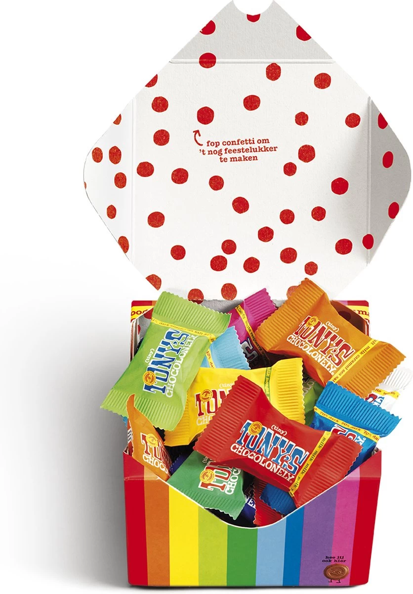 Tony's Chocolonely Tiny's Kadoosje Mix Chocolade Cadeau - 22 Mini Uitdeel Chocolaatjes - 200 Gram - Belgische Fairtrade Chocolade - Afbeelding 3