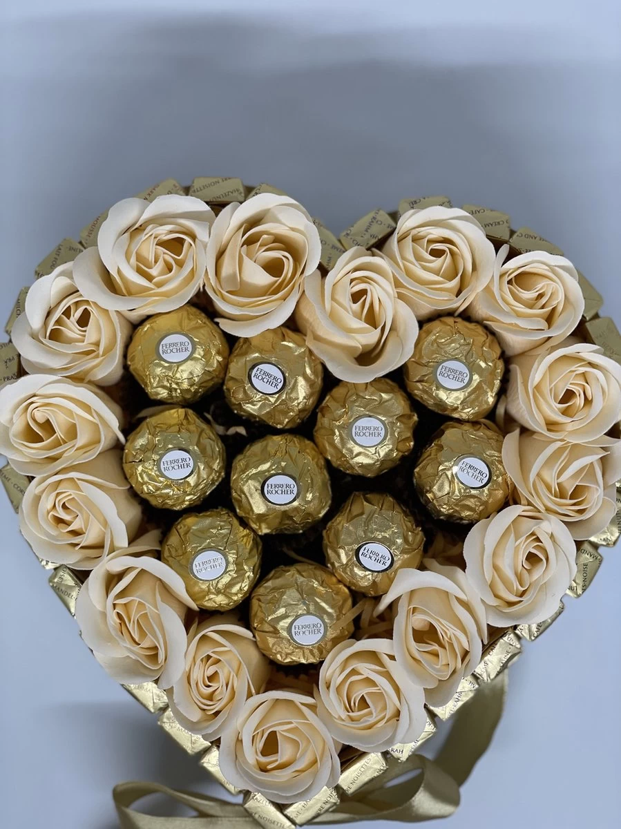 Chocolade XL Hart Geschenk - Valentijn Cadeau - Ferrero Rocher Valentijn Cadeau - Valentijnsdag Geschenk - Liefde - Moederdag - Afbeelding 4
