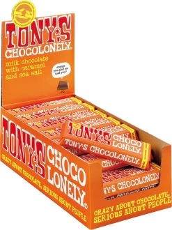 Tony's Chocolonely Chocolade Reep Melk Karamel Zeezout - 35 X 47 Gram