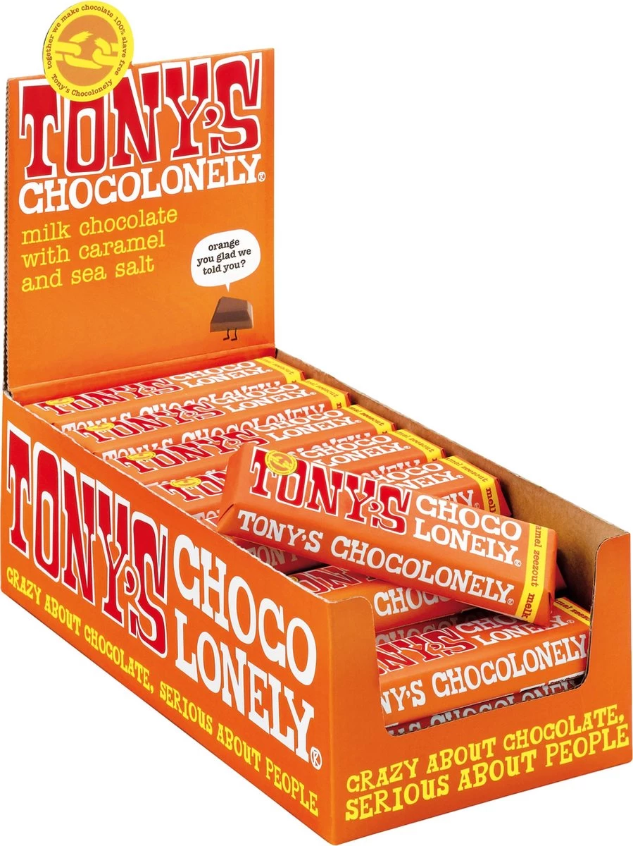 Tony's Chocolonely Chocolade Reep Melk Karamel Zeezout - 35 X 47 Gram