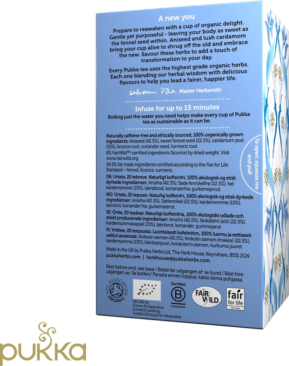 Pukka Feel New Thee, Met Anijs- En Venkelzaad - 4 X 20 Zakjes - GB-BIO-05 - Afbeelding 2