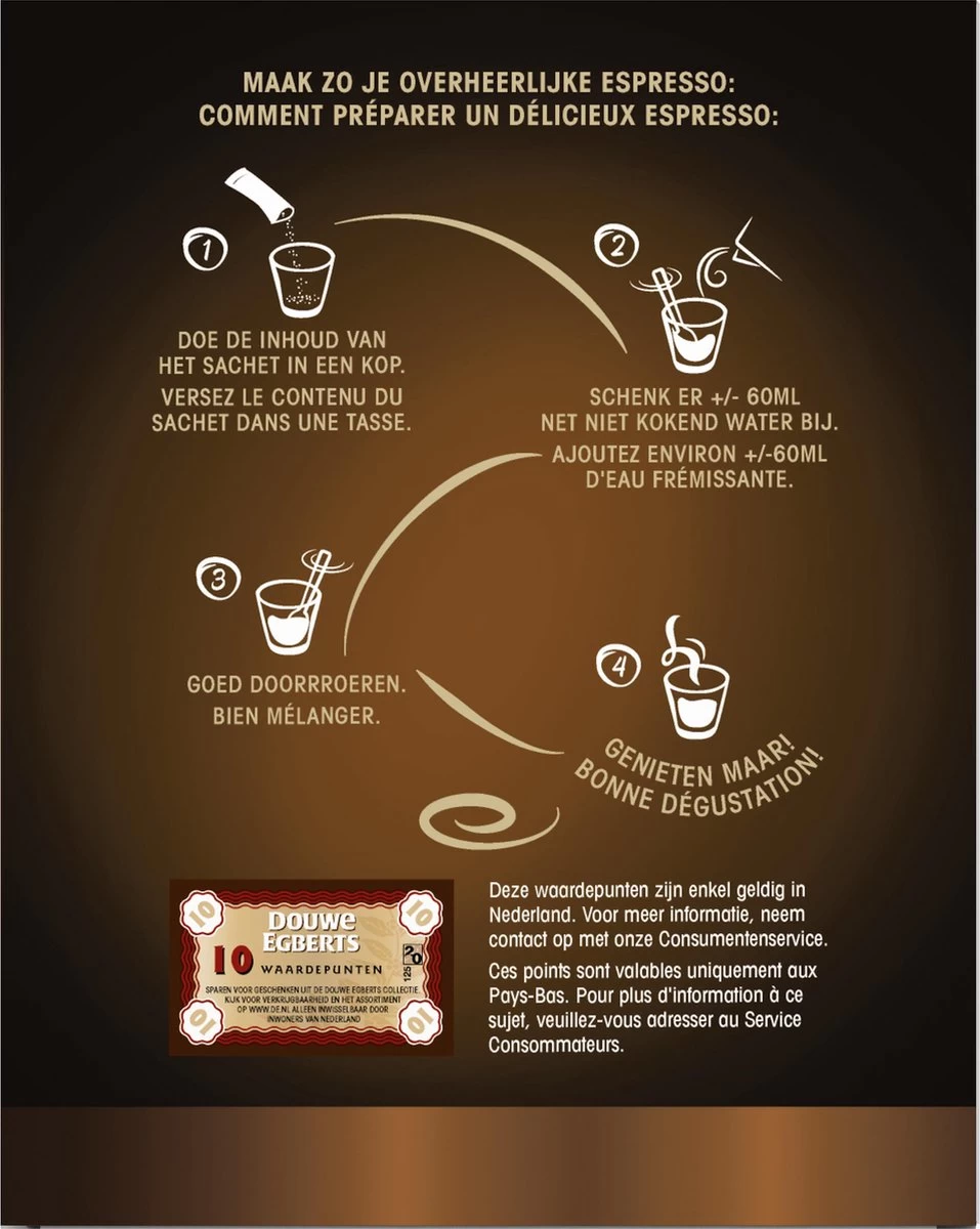 Douwe Egberts Espresso Sticks Oploskoffie - 6 X 25 Zakjes - Afbeelding 3